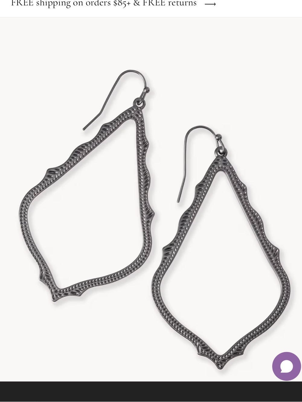 Kendra Scott Dark Gunmetal Filigree Drop Earrings